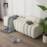  Đôn ghế sofa bọc nệm SB13 Ozora 1m3 vải nhung trắng kem 