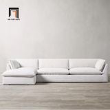  Ghế sofa chữ U UT45 Jodar dài 3m vải nhung trắng mềm mại 