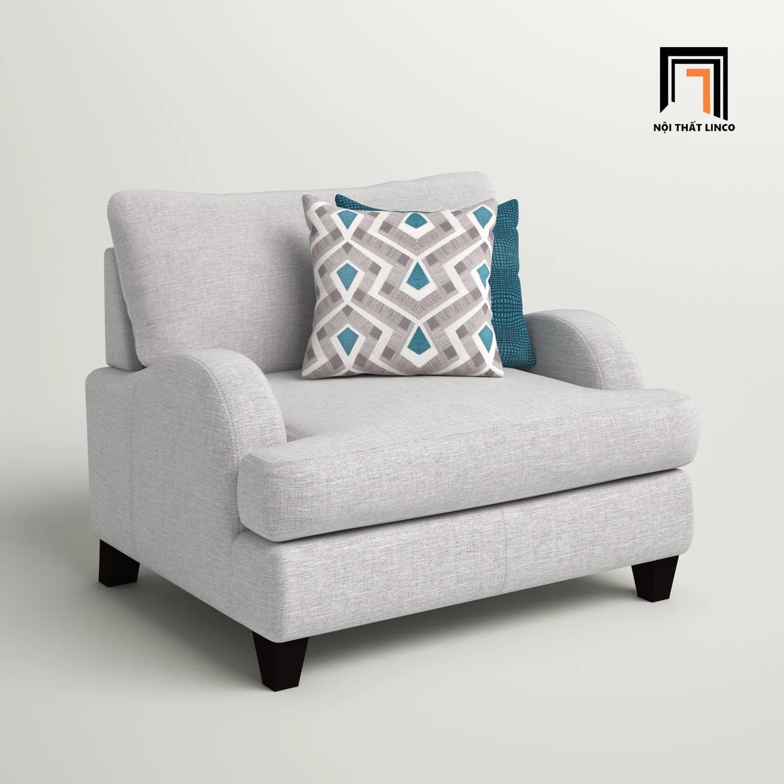  Ghế sofa đơn xám trắng DT13 Somerville phong cách tân cổ điển 