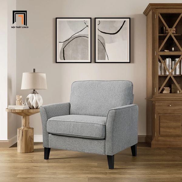  Ghế sofa đơn xám lông chuột DT110 Anwar phòng khách gia đình 