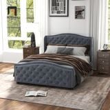  Giường ngủ tân cổ điển vải nỉ GN108 Mackey xám lông chuột 