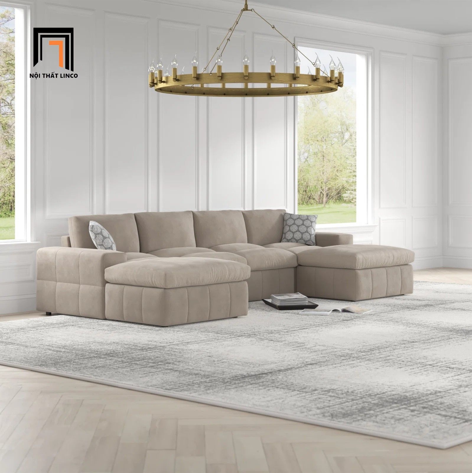  Bộ sofa chữ U 3m UT15 Boggy bọc nỉ êm ái 