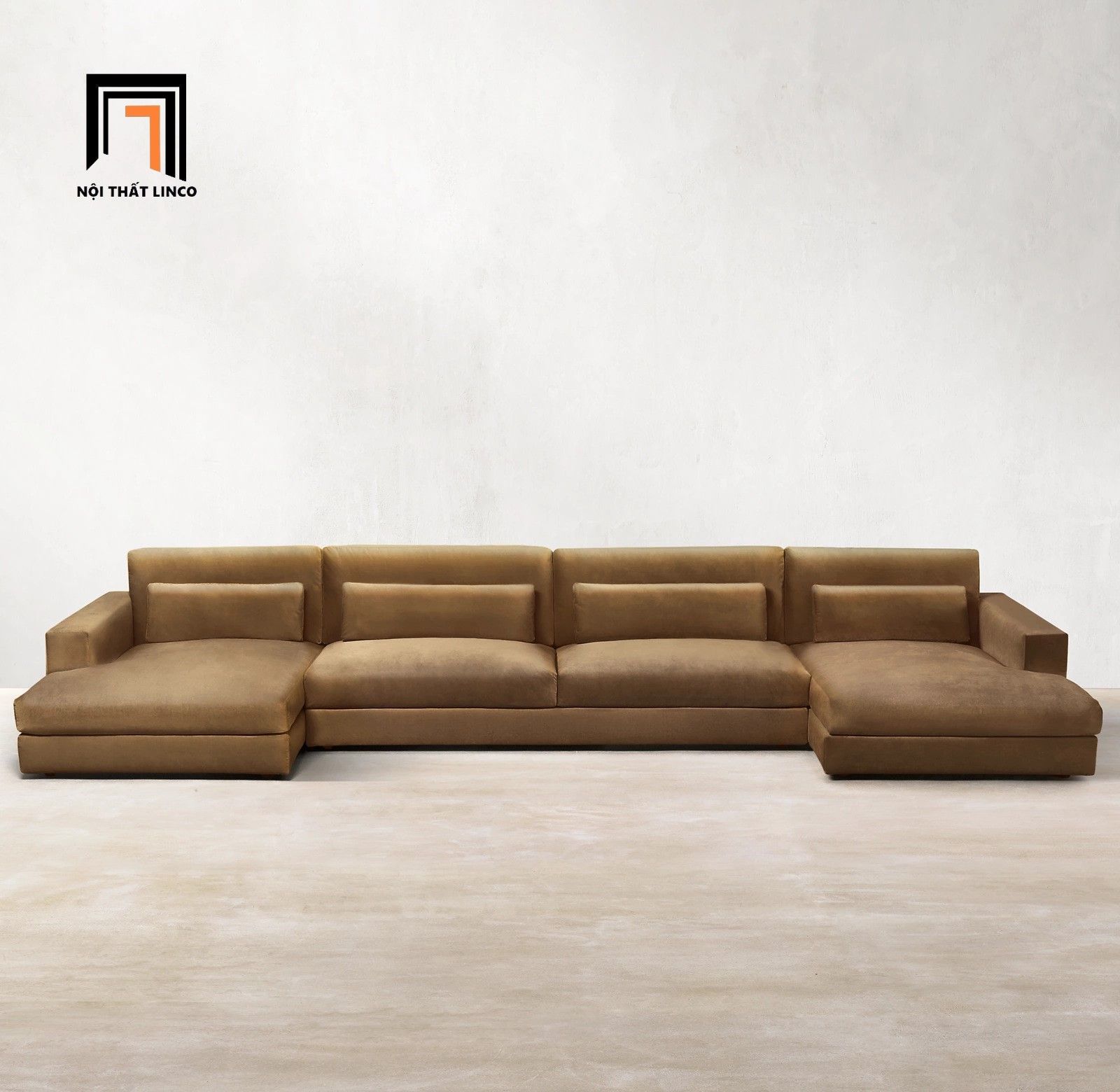 Ghế sofa U giá rẻ UT44 Kibet 3m3 x 2m55 màu nâu 