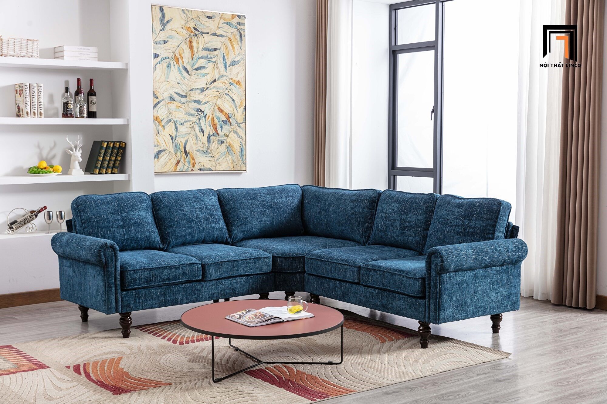  Bộ ghế sofa góc L châu Âu 2m4 x 2m4 GT68 Winston sang trọng 