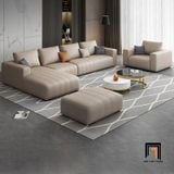 Bộ ghế sofa phòng khách KT10 Flin bọc da giả cao cấp màu xám 