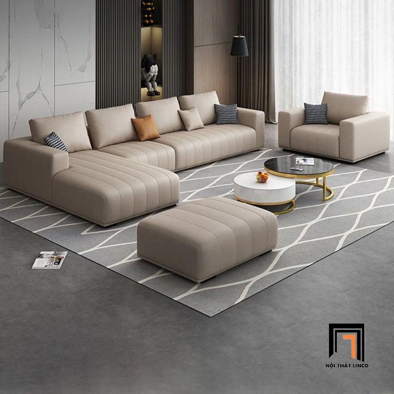  Bộ ghế sofa phòng khách KT10 Flin bọc da giả cao cấp màu xám 