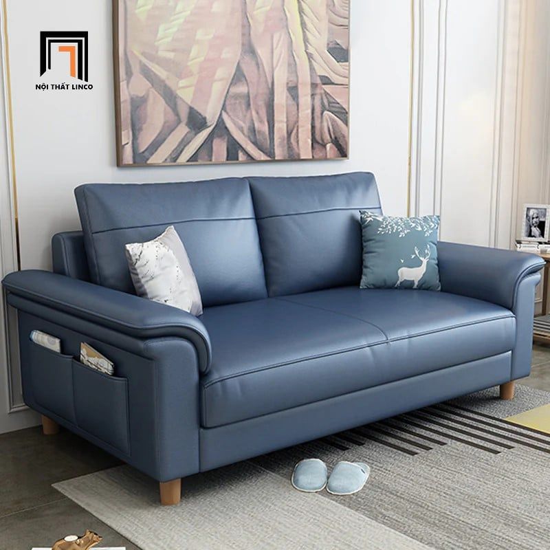  Ghế sofa băng dài 2m1 BT25 Bawati da Pu màu xanh dương 