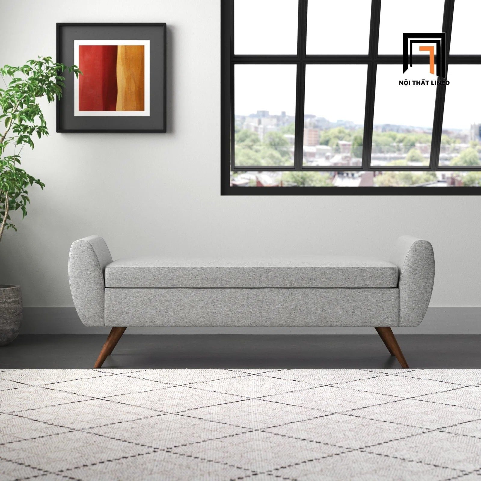  Ghế sofa đôn dài cho khách ngồi SB4 Amsi 1m4 x 50 vải nỉ 