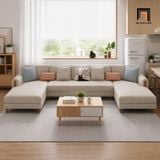  Sofa U giá rẻ UT62 Joblin dài 3m màu be bọc nỉ 