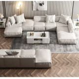  Set ghế sofa chữ U module xám trắng UT103 Kedu dài 3m7 