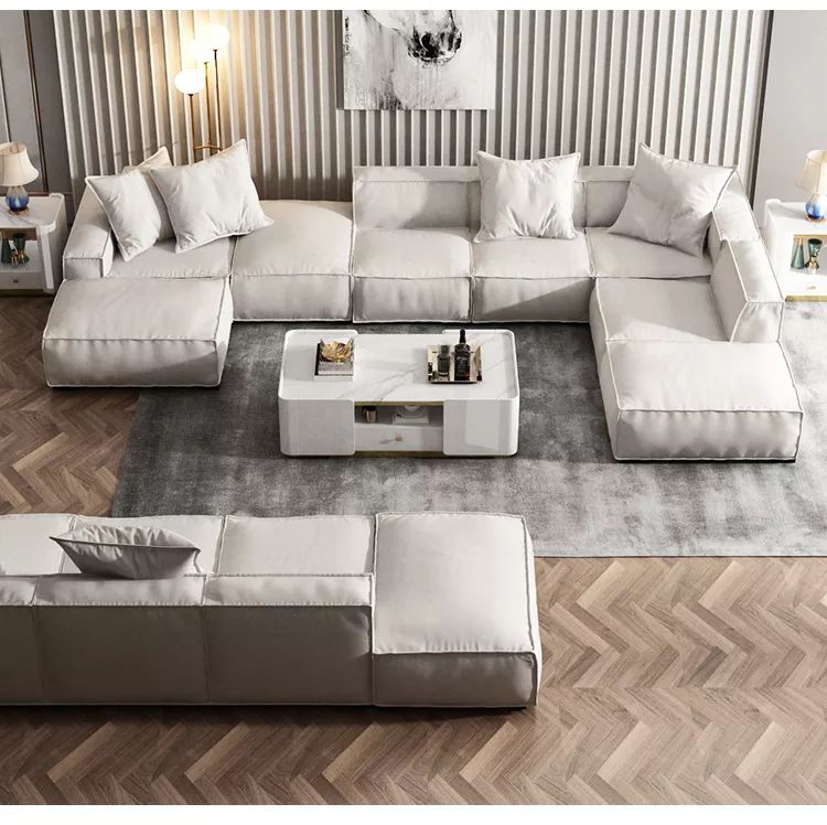  Set ghế sofa chữ U module xám trắng UT103 Kedu dài 3m7 