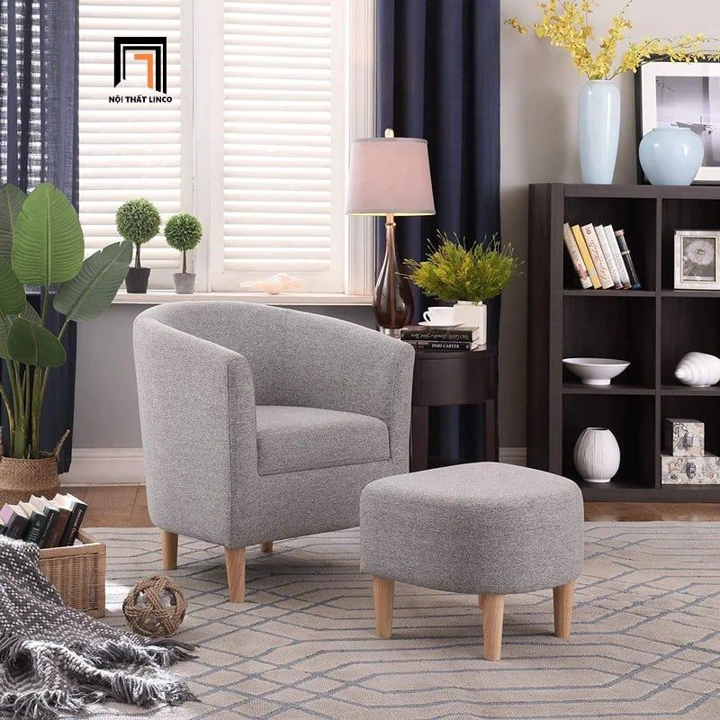  Ghế sofa đơn nhỏ gọn cho sảnh chờ DT89 Jirab vải nỉ màu vàng 