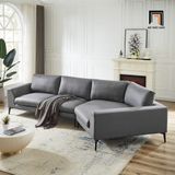  Bộ ghế sofa da góc L phòng khách lớn GT71 Klema xám lông chuột 