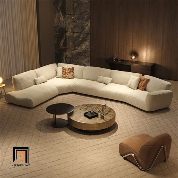 sofa chữ U dài 3m2 trắng kem