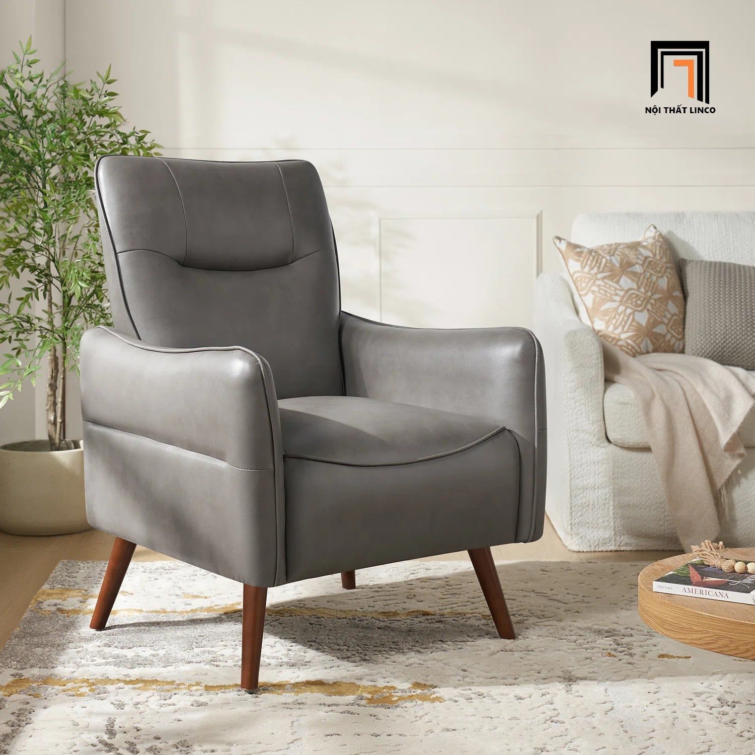  Ghế sofa đơn da giả DT106 Amylee cho văn phòng ngồi tiếp khách 