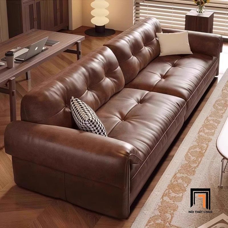  Sofa băng da Pu bóng BHQ83 Irene dài 2m4 căn hộ chung cư đẹp 