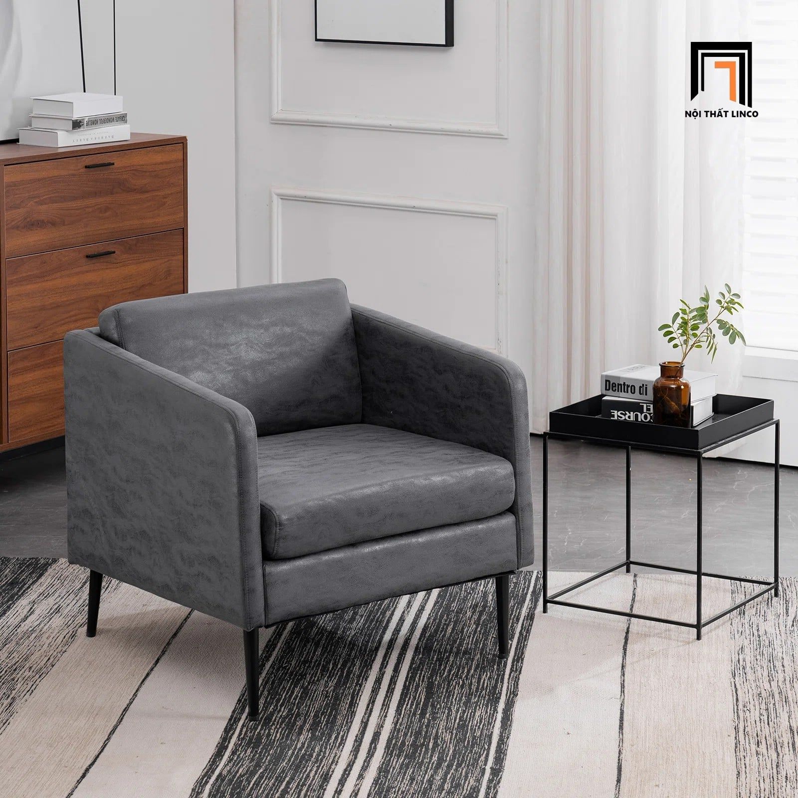  Ghế sofa đơn da giả chống trầy DT87 Raionna cho văn phòng 