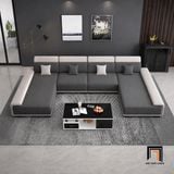  Bộ ghế sofa chữ U UT73 Ramia 3m2 x 1m6 màu trắng đen đẹp 