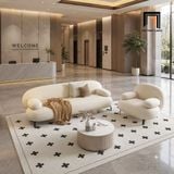  Bộ ghế sofa cong vải nỉ KT56 Nina màu trắng kem cho shop tiệm 