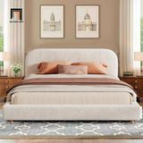  Giường ngủ bọc nệm giá rẻ GN123 Issabell vải nỉ nhung màu be 