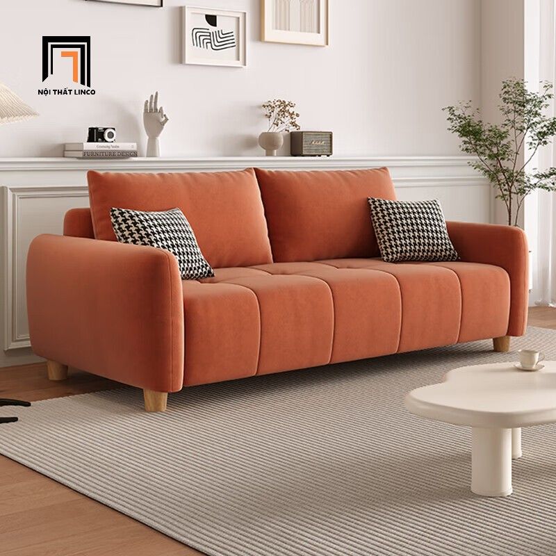  Ghế sofa băng nhỏ gọn dài 1m8 BT65 màu cam vải nhung mềm 