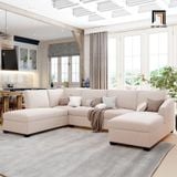  Bộ ghế sofa chữ U dài 3m UT18 Citra vải nỉ trắng kem đẹp 