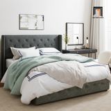  Giường ngủ bọc vải xám đậm GN107 Standie giật nút hiện đại 