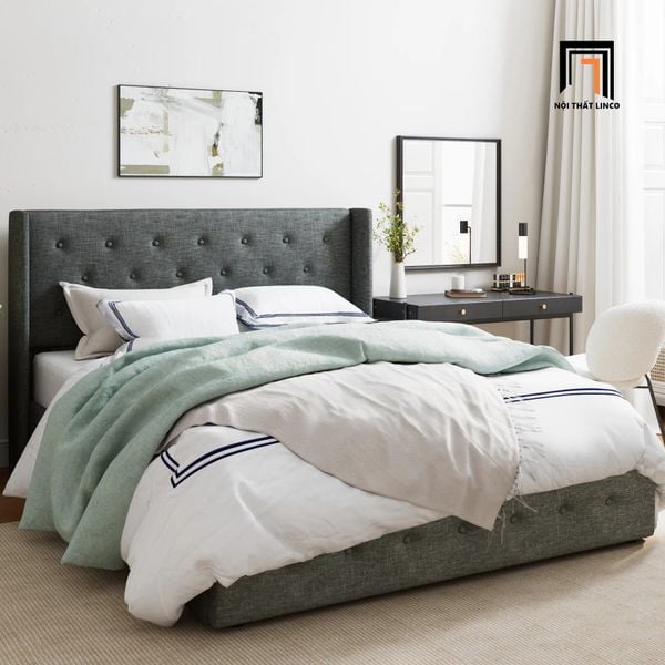 giường ngủ bọc vải xám đậm