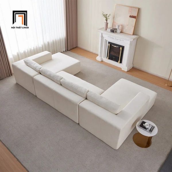 sofa chữ U dài 3m1 màu kem