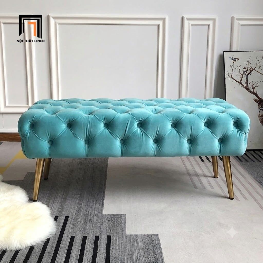  Sofa đôn sang trọng giật nút SB44 Rosegreen 1m3 cho tiệm shop 