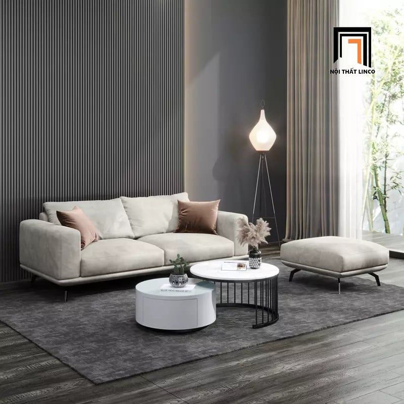  Bộ ghế sofa băng phòng khách dài 1m9 BT26 Shapy xám trắng 