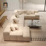  Sofa chữ U UT21 Brooker 3m4 bọc da PU xám trắng 