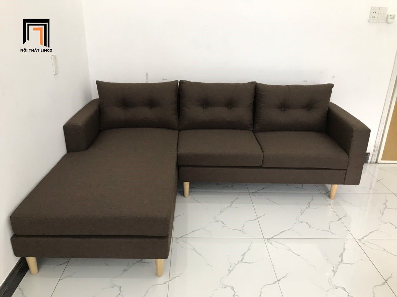  Ghế sofa góc GL2 gia đình nâu đậm 2m2 x 1m6 giá rẻ 