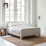  Giường ngủ gia đình màu xám trắng GN125 Latham bọc vải đẹp 