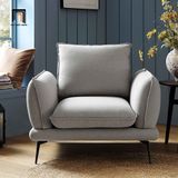  Ghế sofa đơn xám trắng vải bố DT81 Obriel ngồi đọc sách 