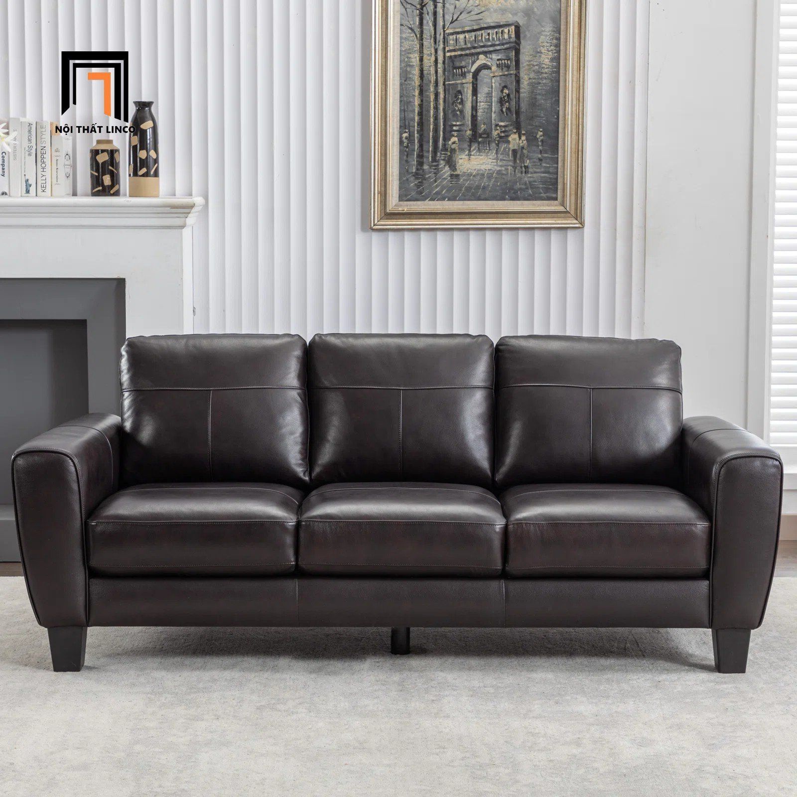  Ghế sofa băng da công nghiệp BT125 Lakischa dài 2m1 nâu đậm 