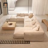  Set ghế sofa chữ U 3m25 UT2 Woka bọc vải nỉ đẹp 