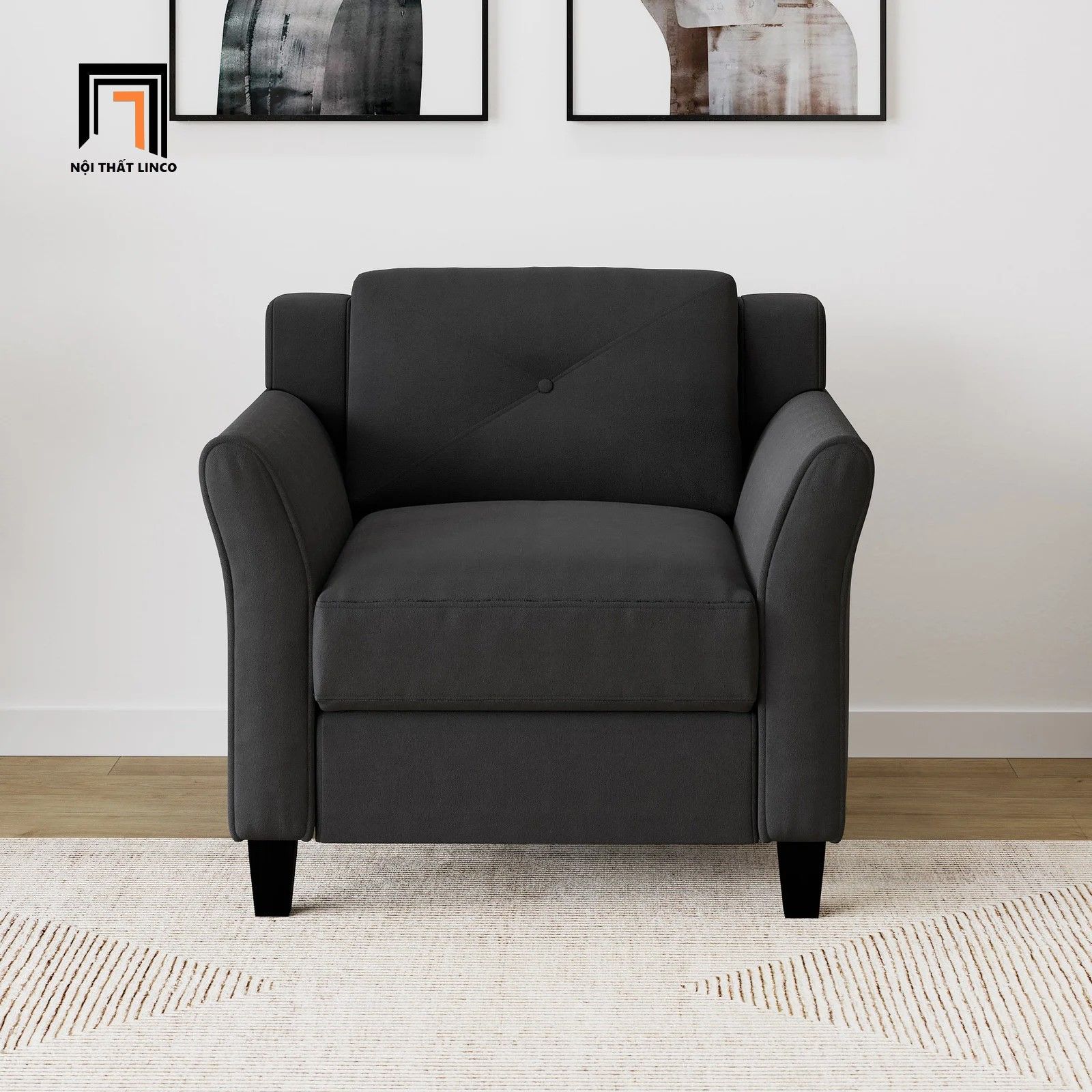  Ghế sofa đơn phòng khách cao cấp DT114 Lourdez màu xám trắng 