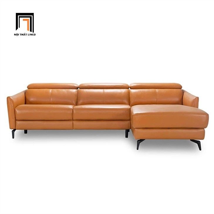  Bộ ghế sofa góc L da nâu GT236 Maddock 2m4 x 1m6 sang trọng 