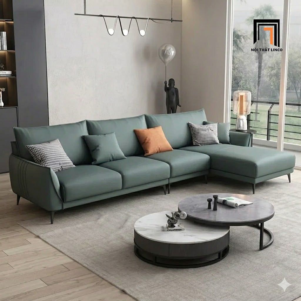  Set ghế sofa góc da xanh lá GT299 Noha 2m6 x 1m6 giá rẻ 