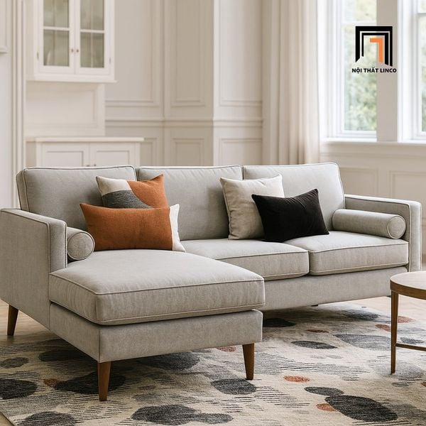 sofa góc xám trắng 2m3 x 1m6