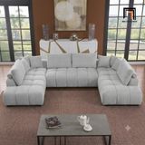  Bộ sofa chữ U UT32 Marigail dài 3m15 vải nỉ xám đen đẹp 
