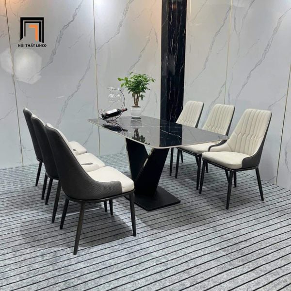 bộ bàn ăn đá ceramic 6 chỗ