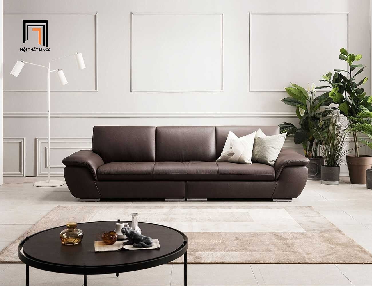  Bộ ghế sofa văng da nâu đậm BHQ39 Chore 2m5 phòng khách 
