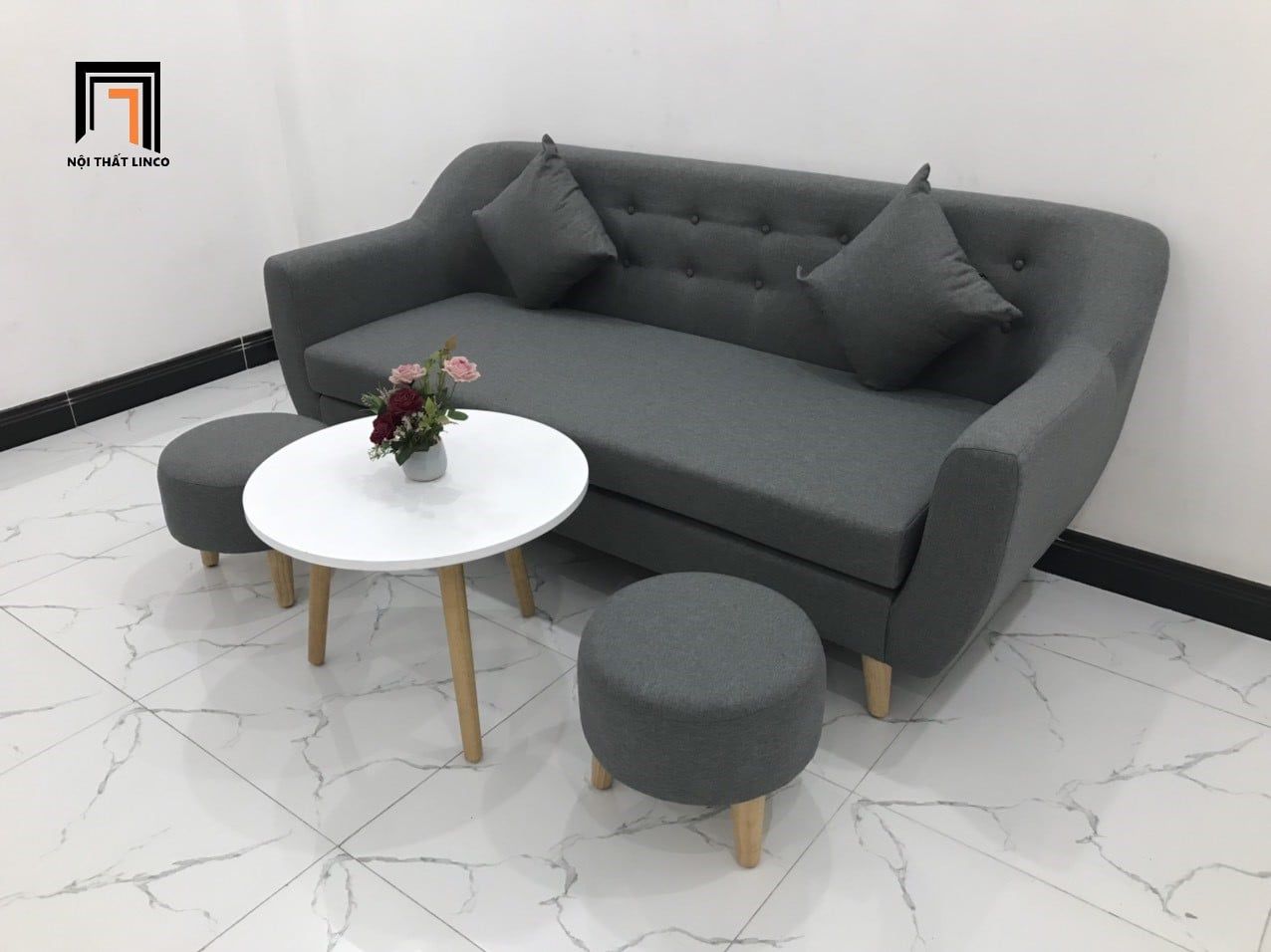  Bộ ghế sofa băng dài 1m9 BL10 BGN màu xám đen giá rẻ 