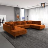  Ghế sofa chữ U UT19 Tyne 3m2 màu cam cao cấp 