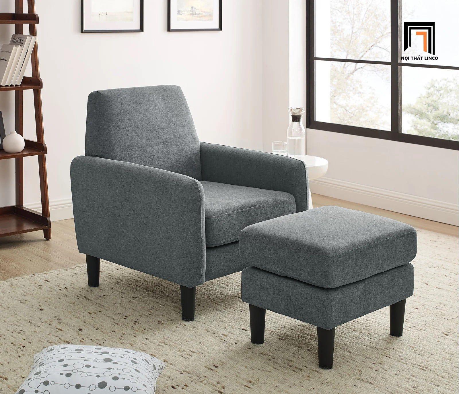  Ghế sofa đơn màu xanh dương vải nỉ DT99 Betul giá rẻ 