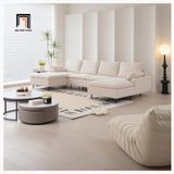  Sofa chữ U UT30 Yushi dài 3m vải nỉ trắng kem cho phòng khách 