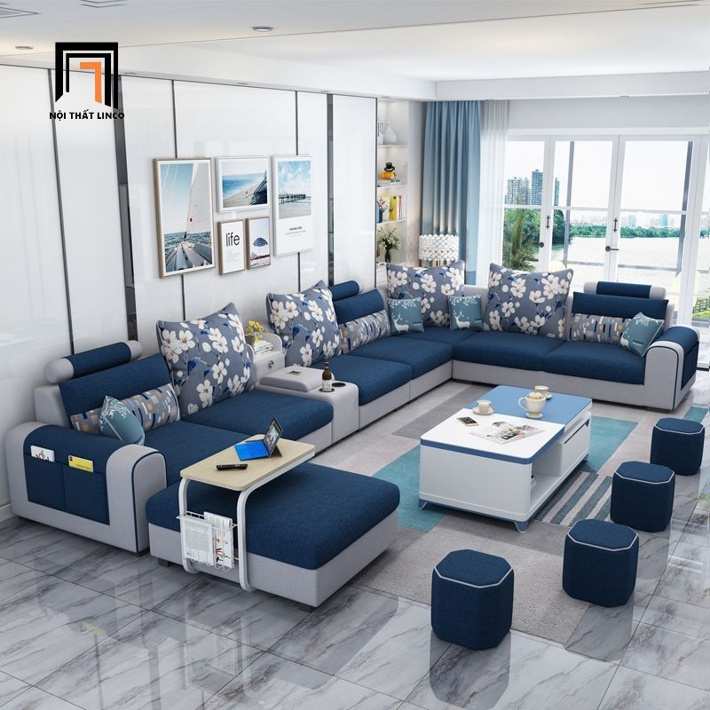  Bộ ghế sofa U giá rẻ UT41 Jiangsu 3m55 phối trắng đen 