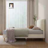  Giường ngủ da giả màu xám trắng GN97 Perrot 1m6 sang trọng 
